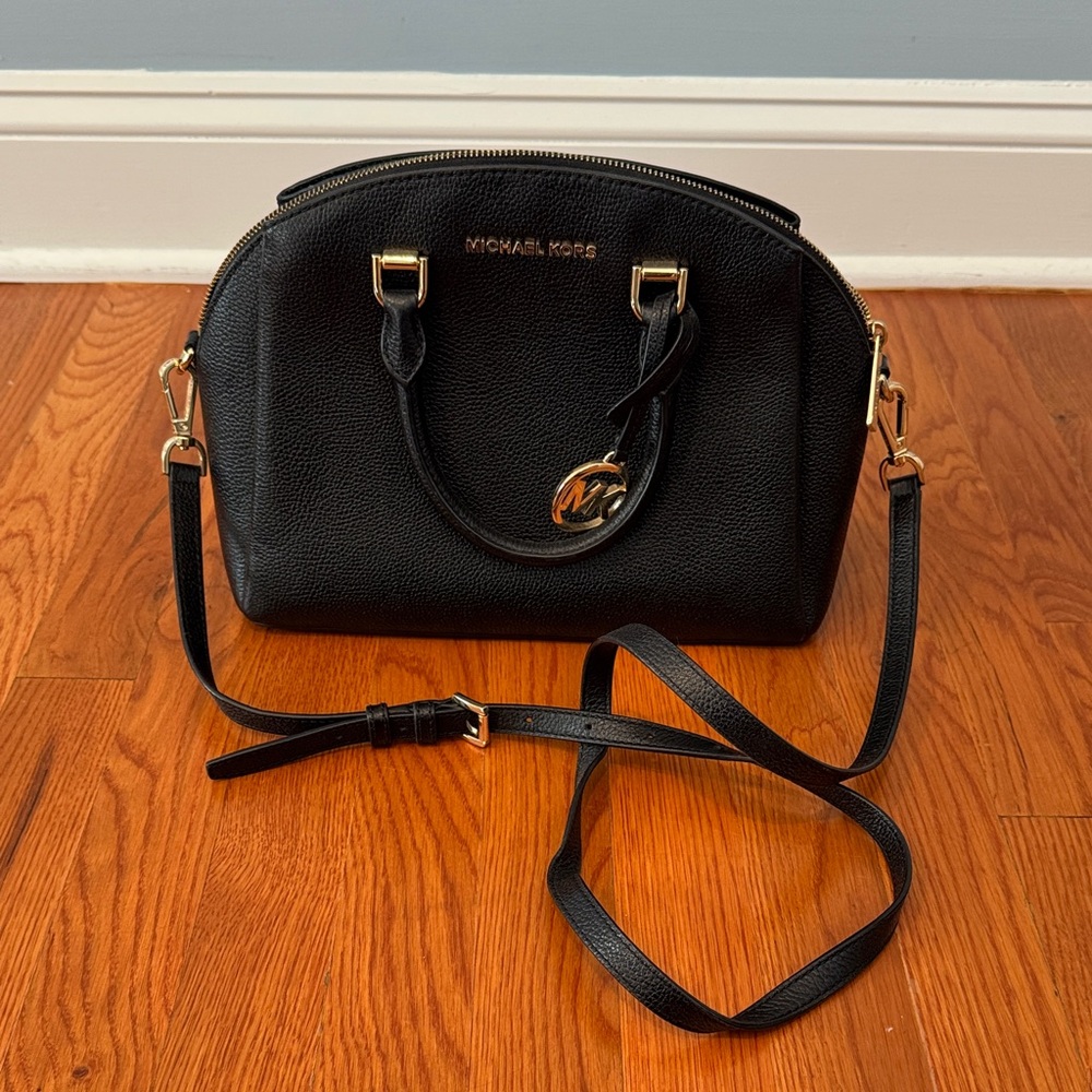 Michael Kors Black Crossbody Bag with Gold Accents